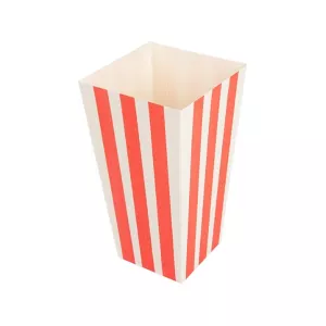 Carton Pop Corn Stripes 1 litres (coté haut 8.7, coté bas6.5cm, hauteur 17.4cm)